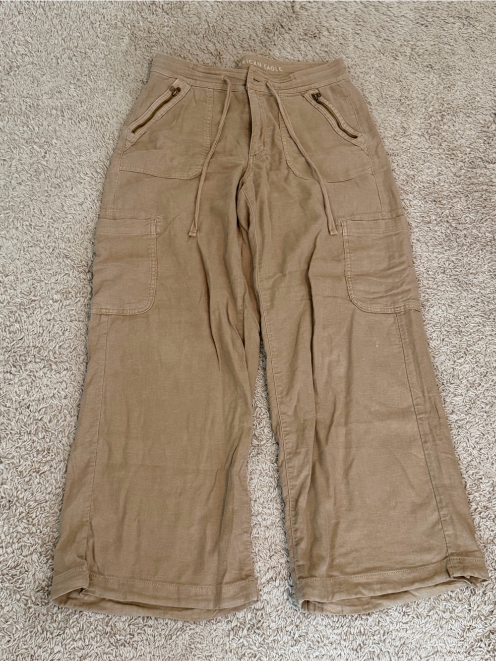 American Eagle Outfitters Khaki Cargo Drawstring Pants
